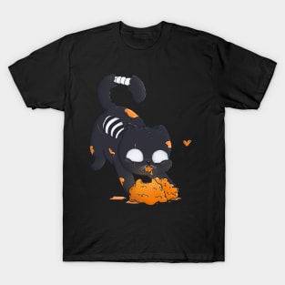 Zombie Cat Eating Brain T-Shirt